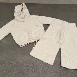 Misha And Puff Cream Knit Hooded Chevron Beach Lounge Set